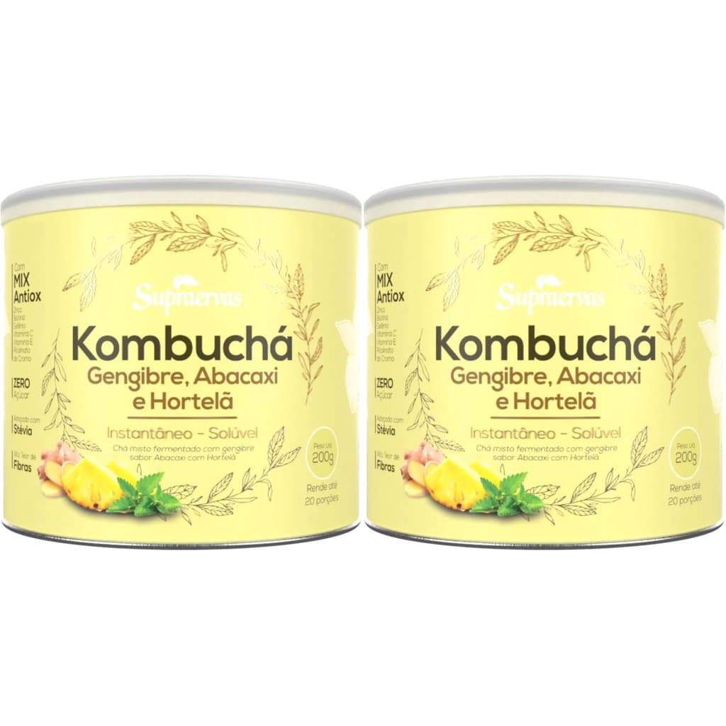 Kombuchá Gengibre Abacaxi Hortelã 2 Potes de 200g kombucha