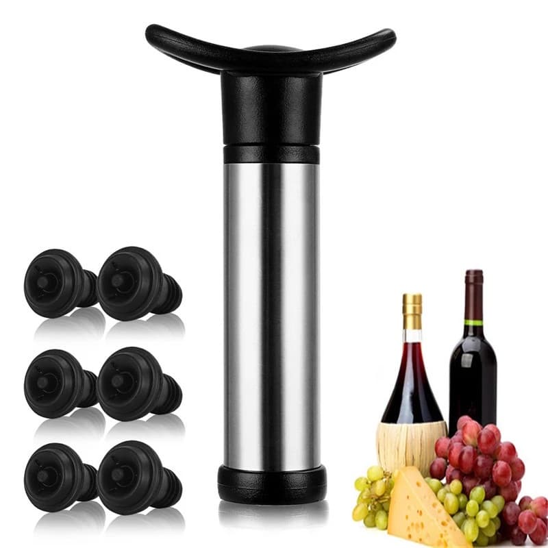 Bomba de Vácuo para Preservação de Vinho, Tampas para Garrafas de Vinho, Construção Durável em Aço Inoxidável, Vedação H