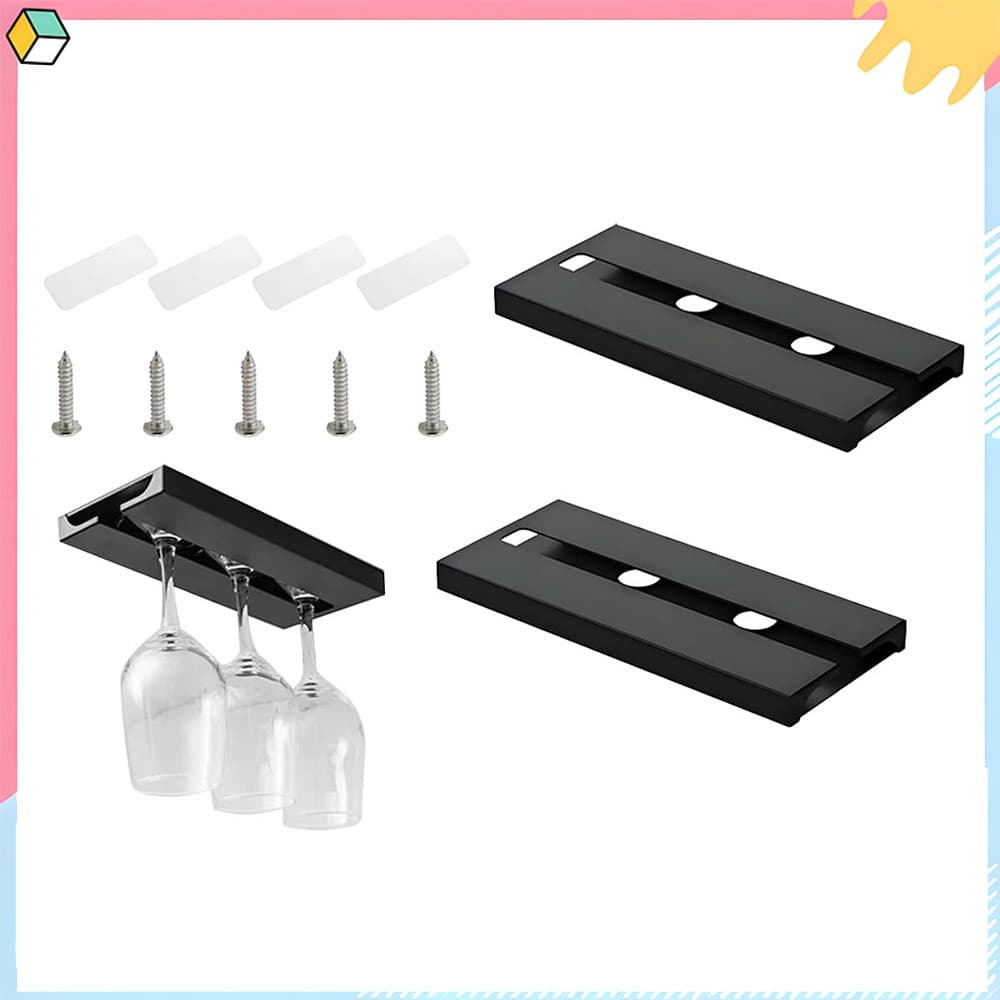 Suporte Suspenso para Taças Reto 25.3 cm Porta Taças de Teto Preto Fosco, Capacidade 6 - 12 Taças