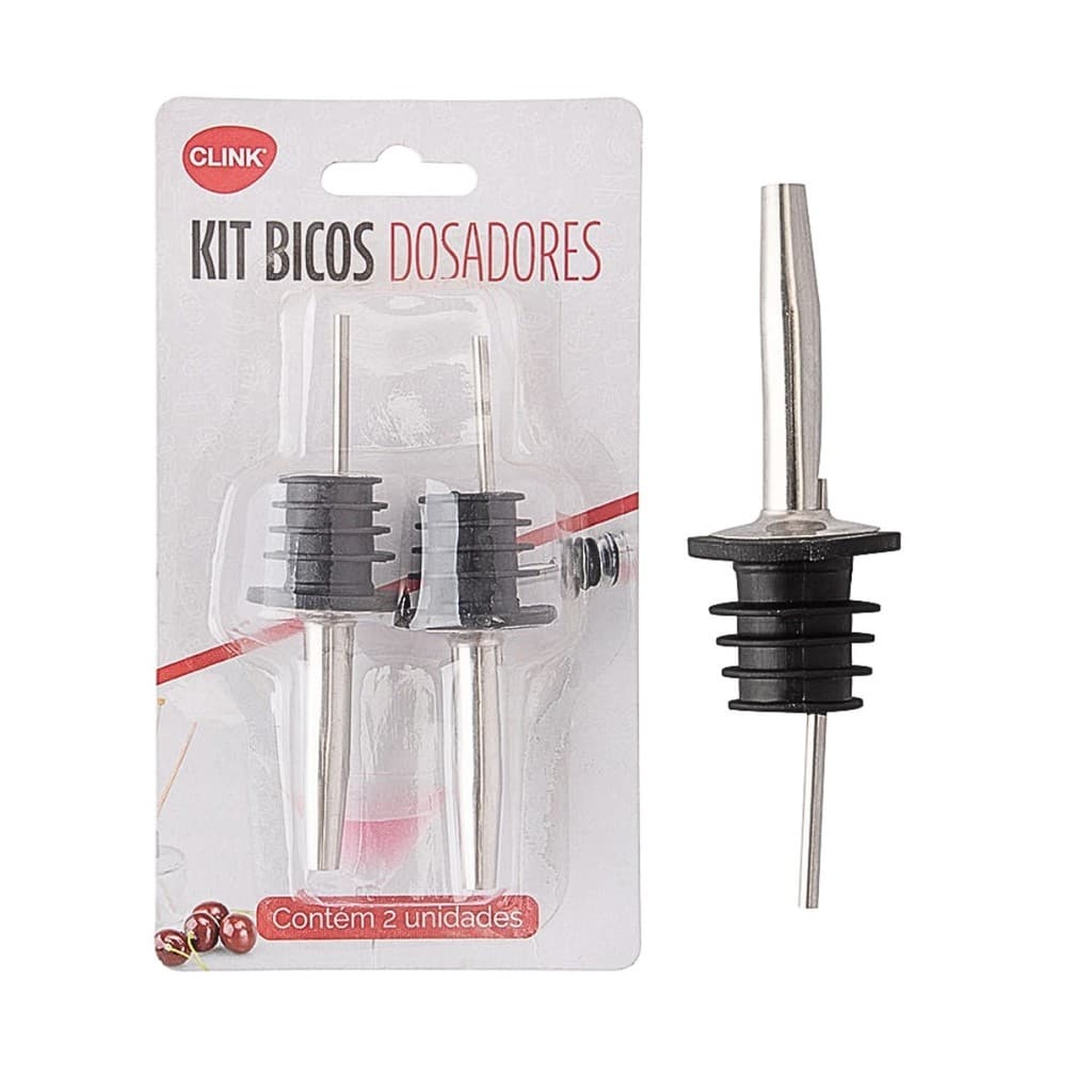 Kit Bico Dosador para Garrafa Azeite Vinagre Universal Bar Bartender Clink Multiuso Dosadores
