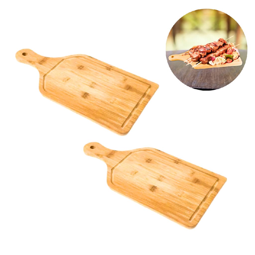 2 Tábuas de Corte Bambu com alça madeira frios queijos legumes pães churrasco lanches bancada cozinha piscina chopp bar