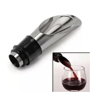 Bico Vinho Garrafa, Tampa Dosador para  com tampa Aço Inox 7,5cm Corta gota vinho, SALVA GOTAS, FUNIL