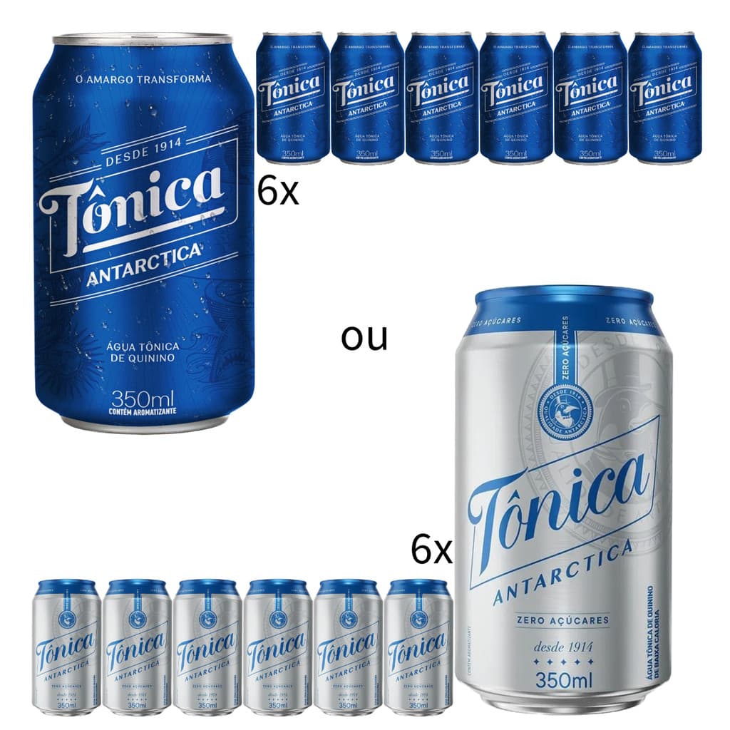 Água Tônica Antarctica Lata 350ml 6 unidades Original OU Zero