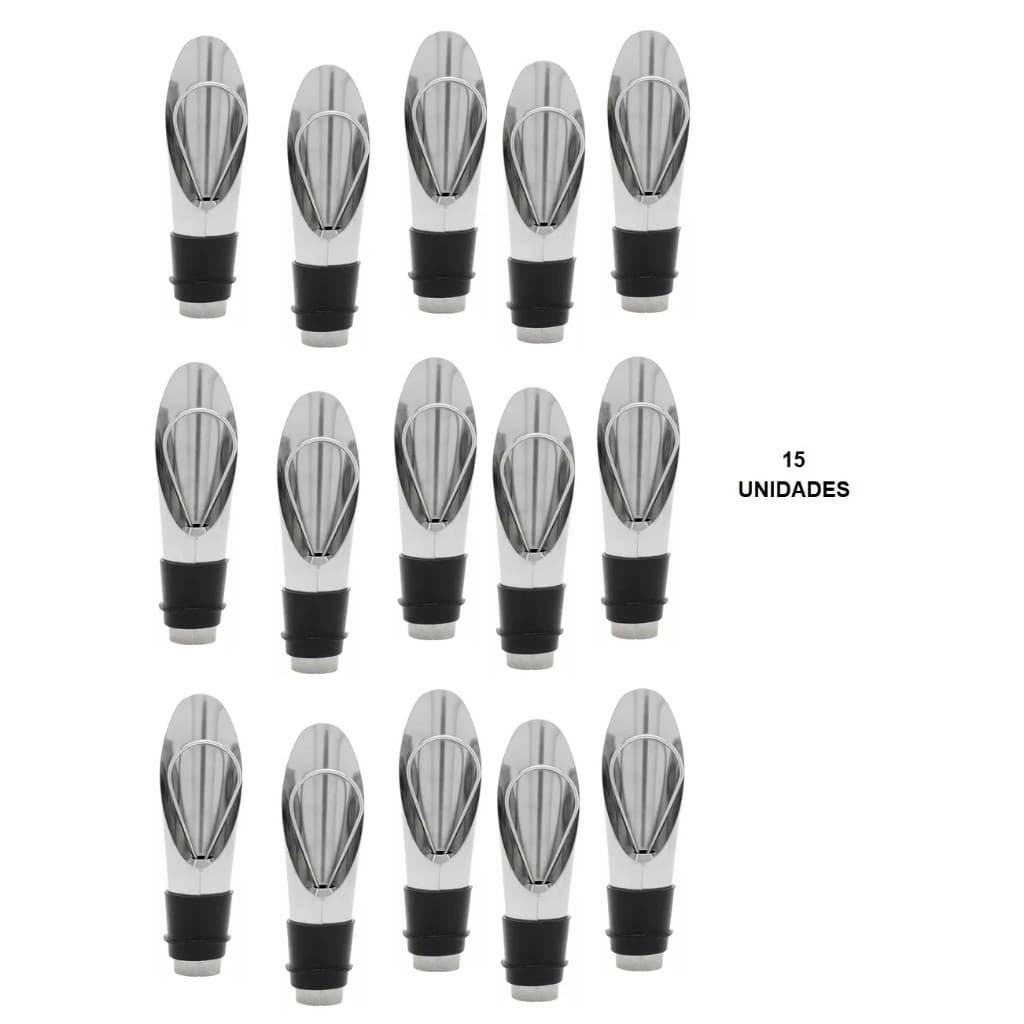 KIT 12 Bico Vinho Garrafa, Tampa Dosador para  com tampa Aço Inox 7,5cm Corta gota vinho, SALVA GOTAS, FUNIL