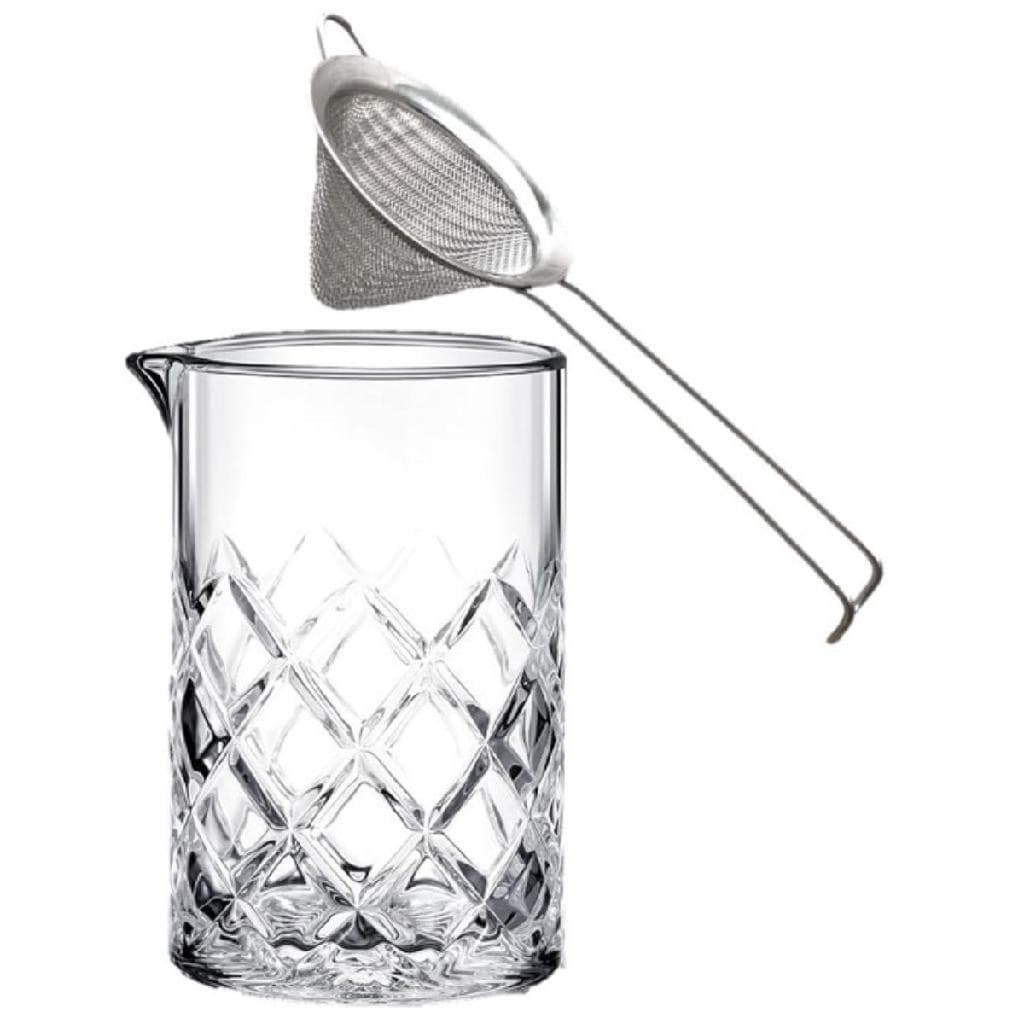 Peneira Conica 8cm Haste Dobrada + Mixing Glass Vidro Barpro