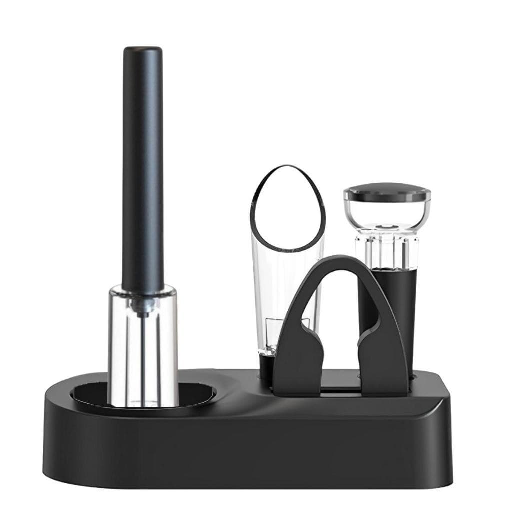  Kit Acessórios para Vinho com Aerador, Tampa a Vácuo, Cortador de Lacre Abridor e Suporte