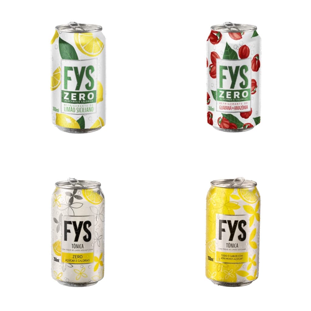 Kit 12 Latas FYS 350ml - ÁGUA TÔNICA OU REFRIGERANTE ZERO