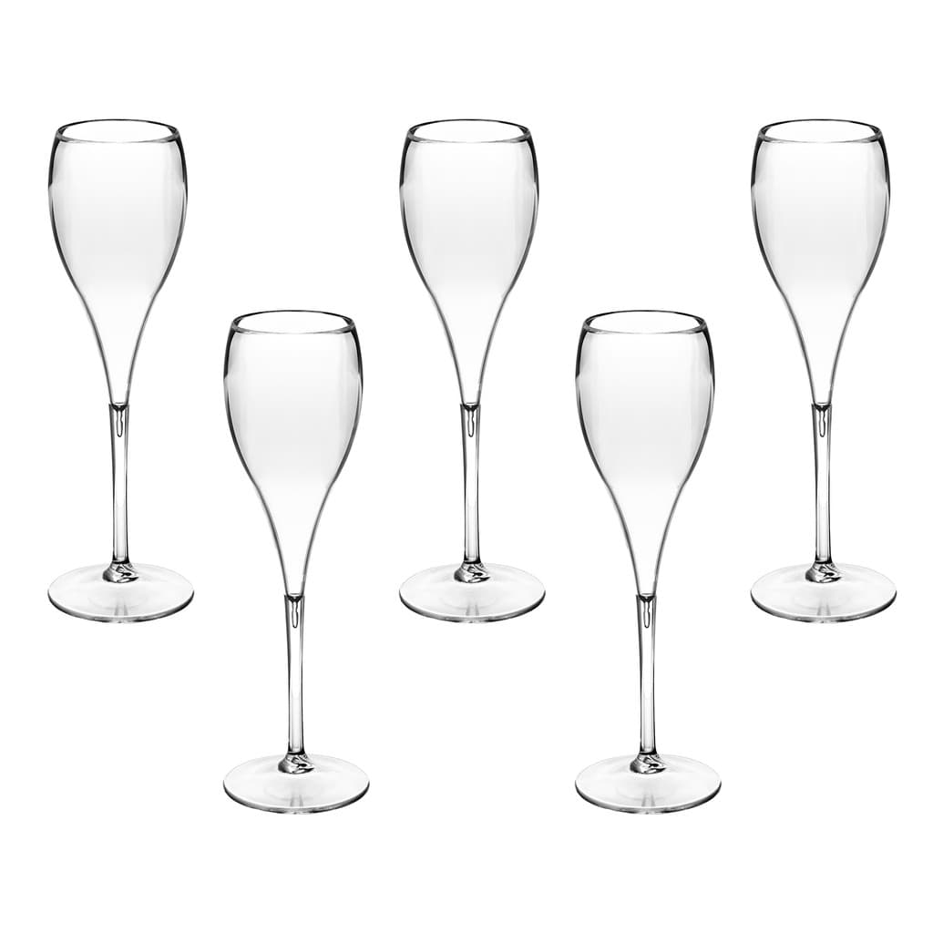 Taças de Acrílco PREMIUM 5 Peças RESISTENTE 120ml ELEGANTE Taça de Champanhe Acrílico Taça Espumante