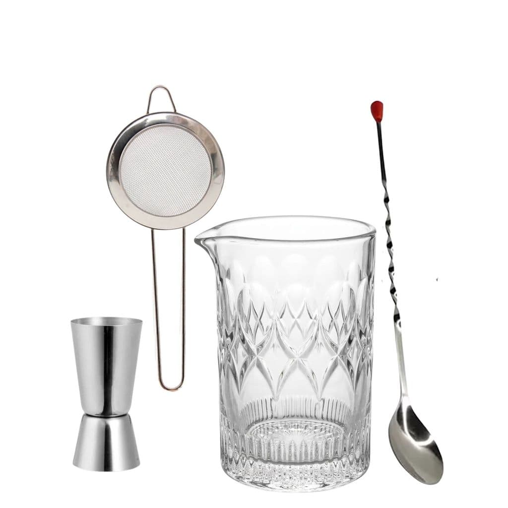 Kit Mixing Glass Colher Bailarina Dosador Bebidas Peneira Caipirinha Negroni Martini Bartender Bar Drinks