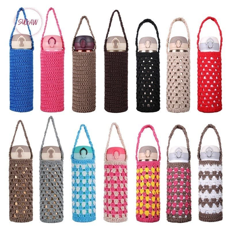 Tampa de crochê para copos com alça Porta-garrafas Porta-copos Bolsa para copos Bolsas para garrafas de água SUGAW