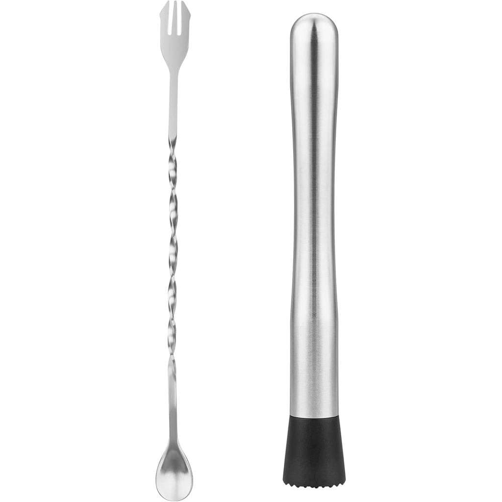 tifanso Muddler for Cocktails, 10" Muddler and Long Handle Bar Cocktail Mixing Spoon, Stainless Steel Stirrer, Bar Acces