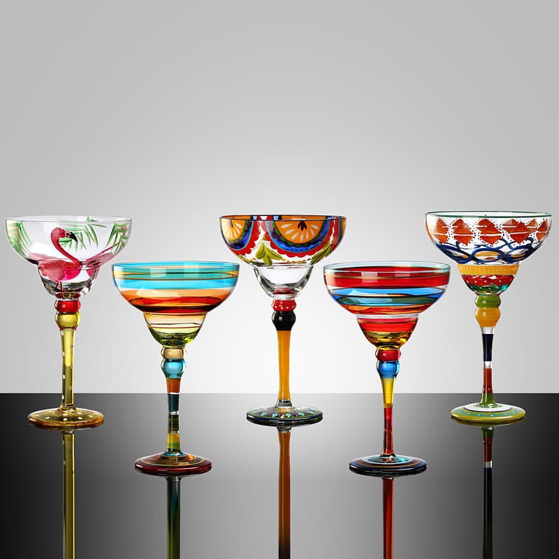 Nova taça de vinho margarita com fatias de frutas pintadas à mão, taça de vinho tinto em cristal, taça de vinho talismã 