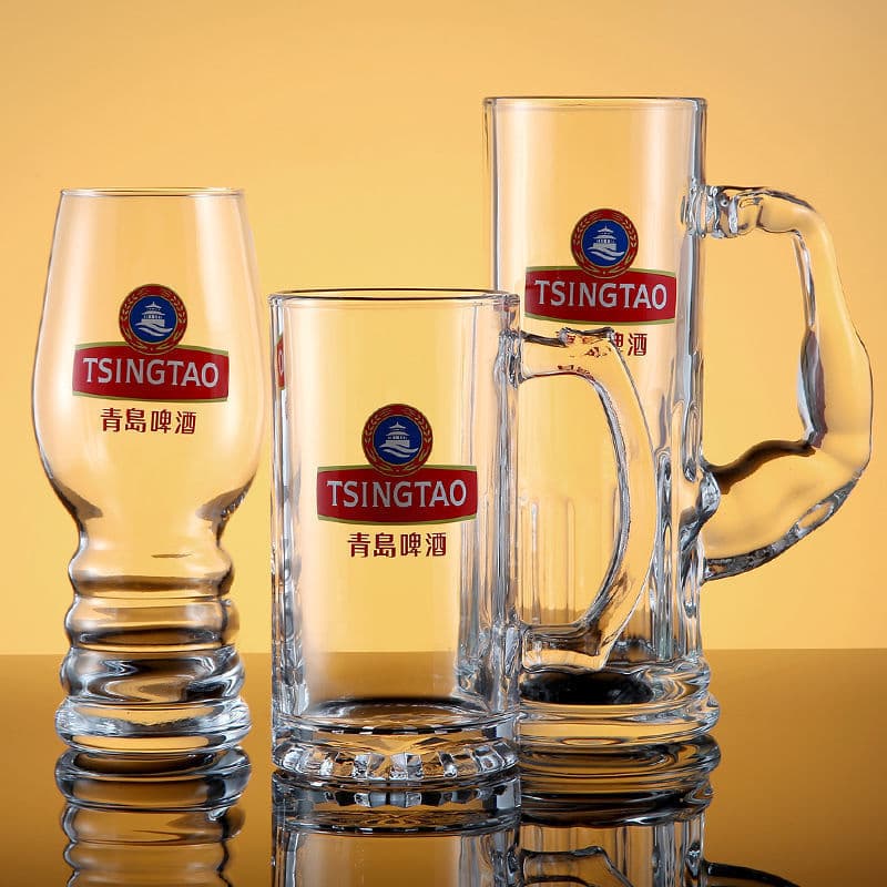 Copo de cerveja comercial de Qingdao, copo grande para cerveja de barril, copo de água, copo de chá, copo de vidro espes