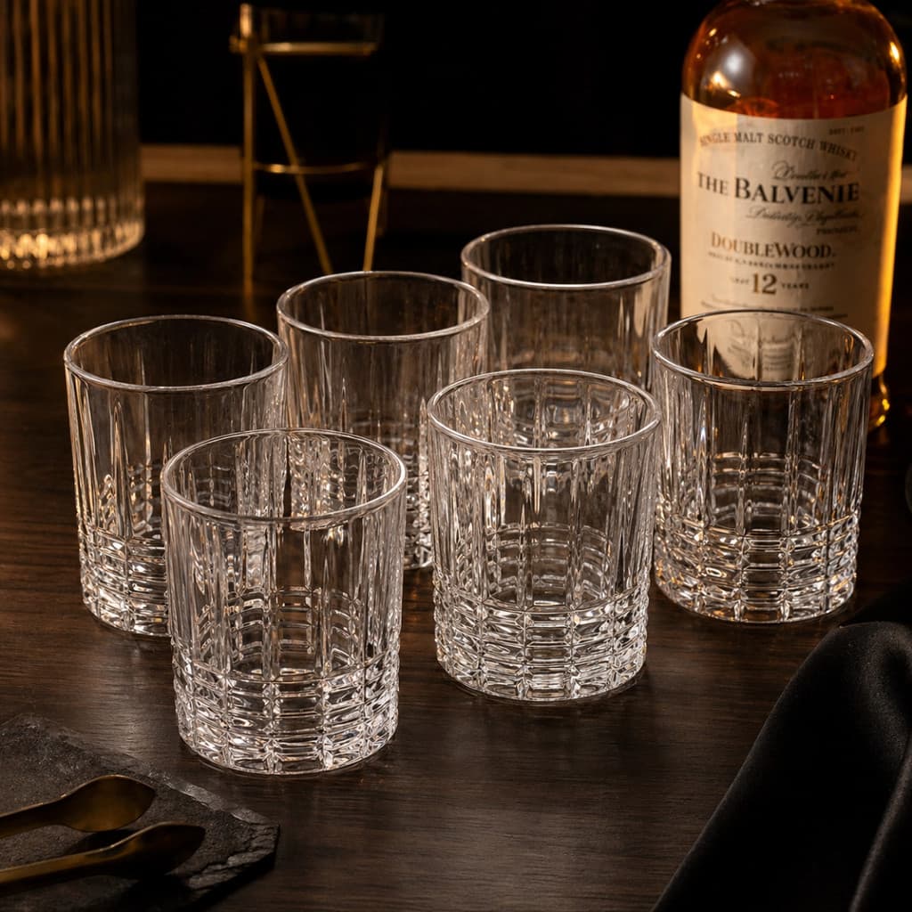 Kit 6 Copos de Vidro 310ml de Whisky - Copo de Agua e Whisky 310ml Resistente