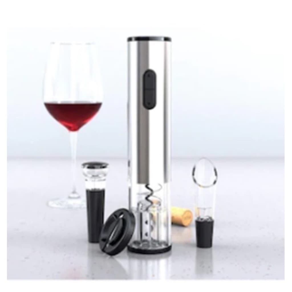 Kit Abridor de Garrafas de Vinho Elétrico Com Bico Arejador, Tampa a Vacuo e Cortador de Lacre Incluso.