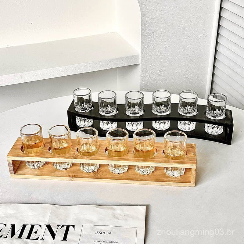Conjunto de copos de shot com padrão de estrelas em relevo e espessura reforçada, copo de shot, copo de licor da marca W