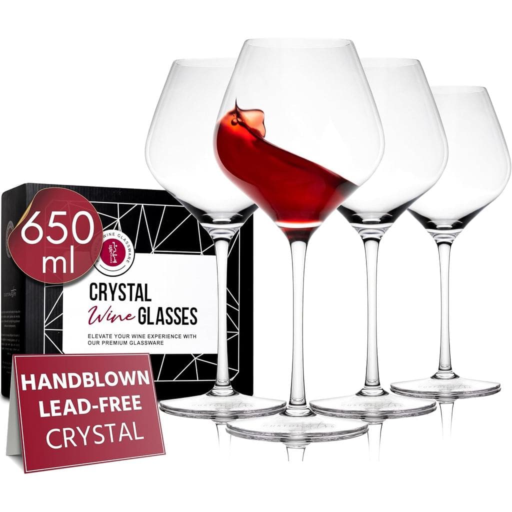 Conjunto de 4 taças de vinho de cristal Gusto Nostro, 22 oz, taças de vinho modernas de haste longa para vinho branco e 