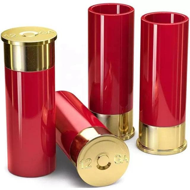 Copos de Shot de 12 Gauge, Conjunto de 4, 1,5 Oz. Capacidade, Copos Reutilizáveis Vermelhos e Dourados, copos de shot pe
