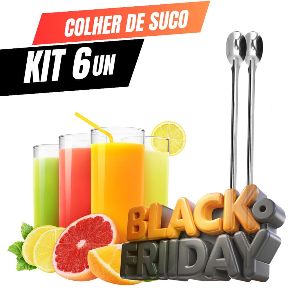 Colher Bailarina Para Suco Drinks Em Aço Inox 30cm  6 Colher de Suco Bailarina Aço Inox 30 cm para Sucos Drinks Bebidas