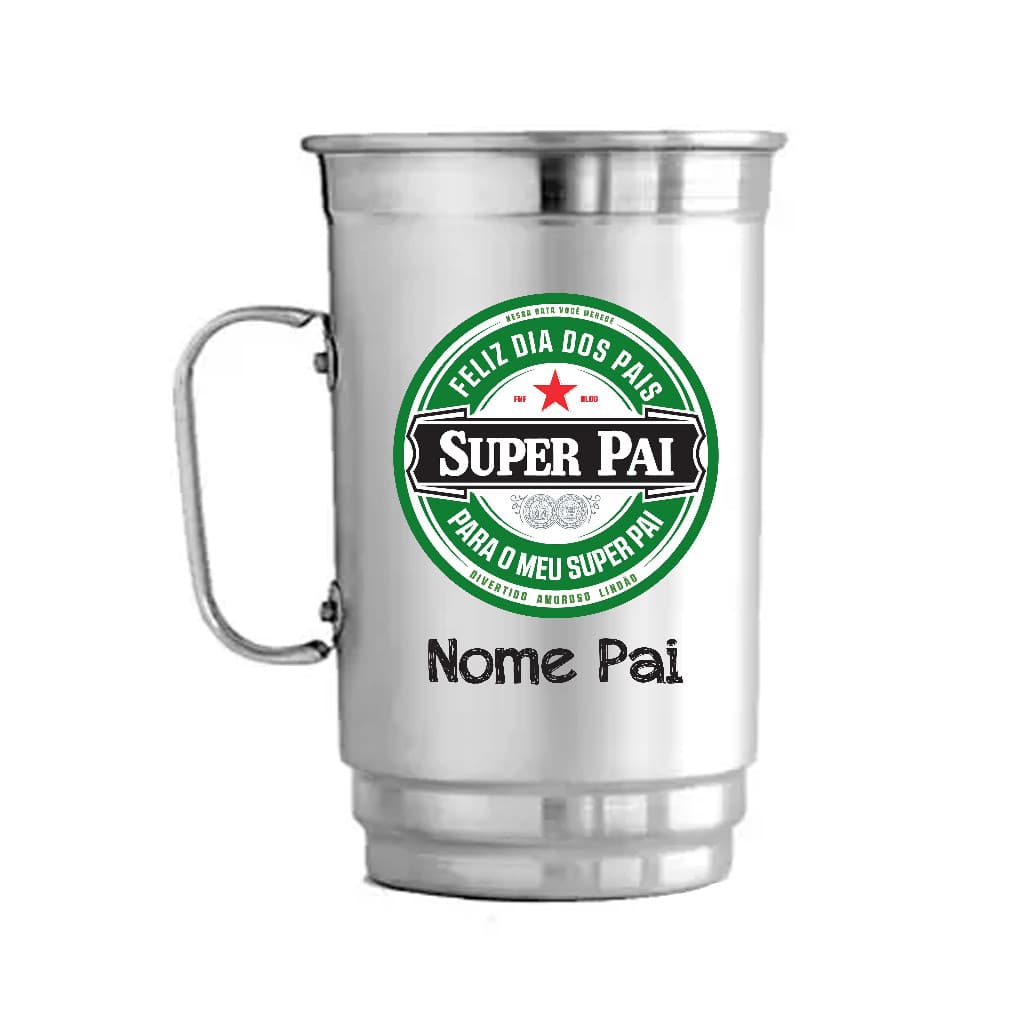 Caneca de Chopp Alumínio personalizada Melhor Pai c/ nome - presente dia dos pais caneca de CHOPP ALUMÍNIO PERSONALIZADA