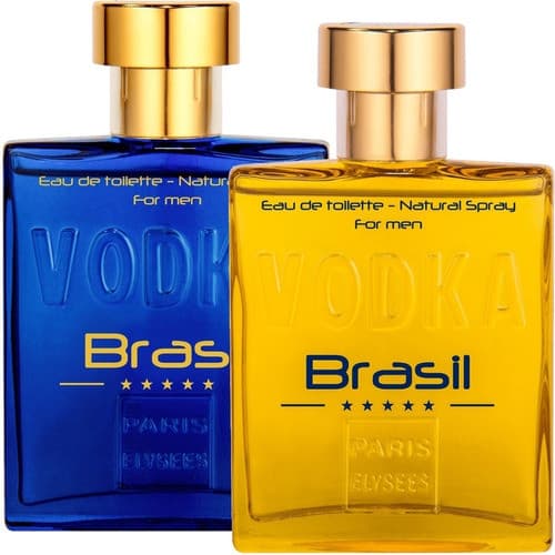 kit com 1 perfume Vodka Brasil amarelo 100ml e 1 Vodka Brasil azul 100ml