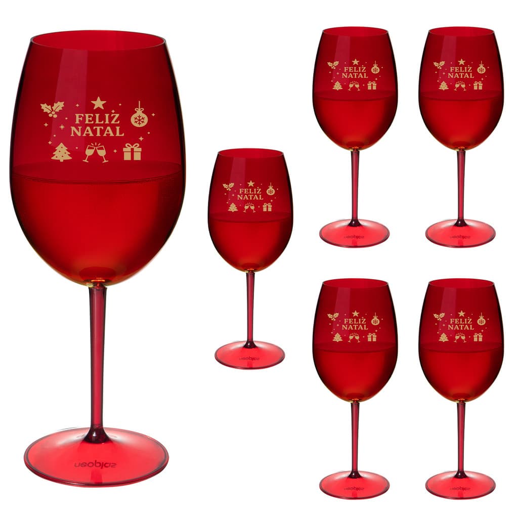 Taças de Acrílico PREMIUM 6pçs Taças de Vinho Acrilico 600ml Taça Vinho Brindar o Natal