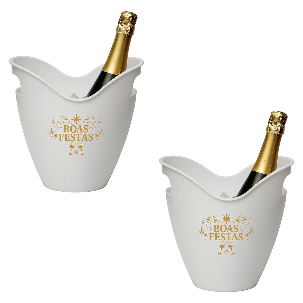 Balde De Gelo 3,3L Boas Festas Balde Acrílico Premium Champanheira Para Final do Ano 2pçs