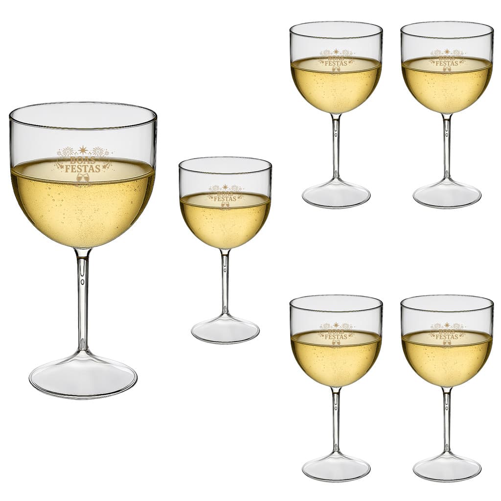 Taça Acrílico Gin 500ml Boas Festas Várias Cores Taça Gin Elegante Para Brindar o Final de Ano 6pçs