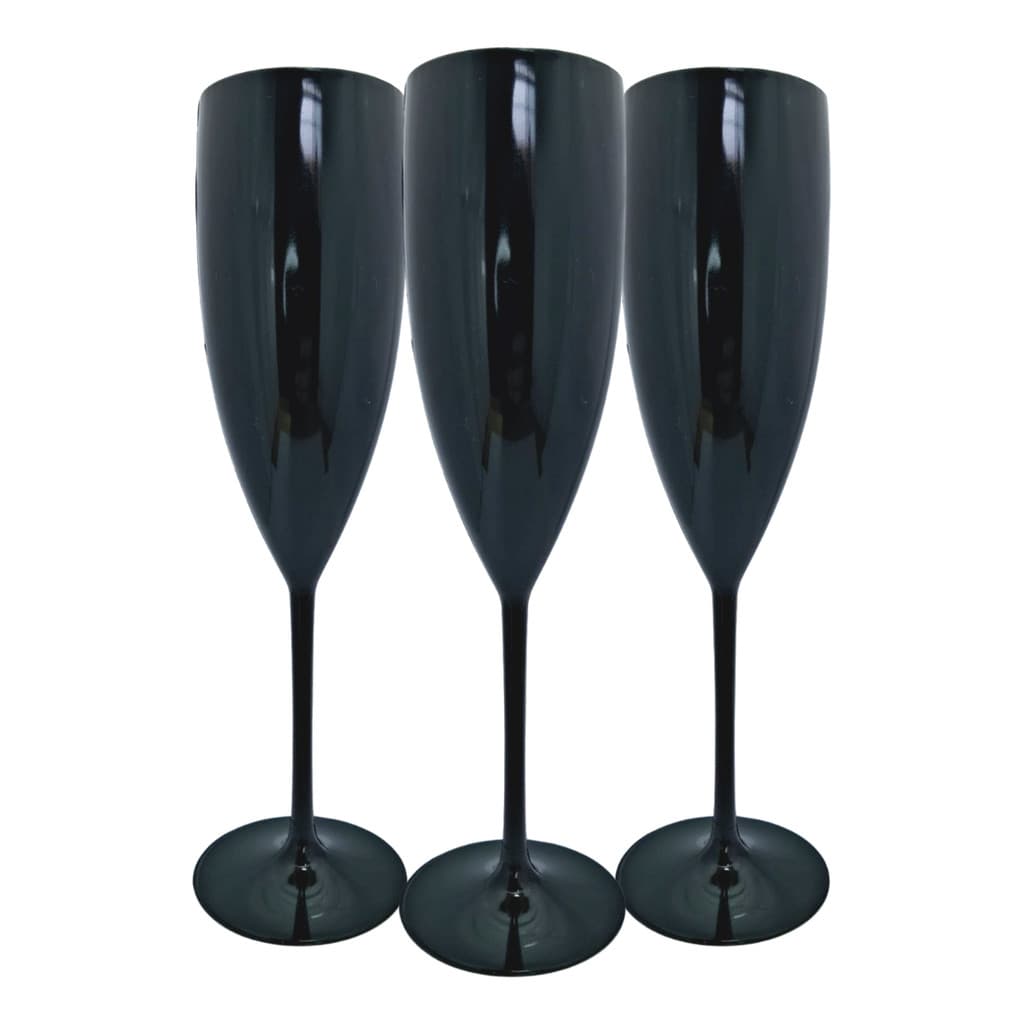 10 Taças De Champagne Acrílico Sólido Preto 160ml Champanhe Chandon Espumante Taça para Festas