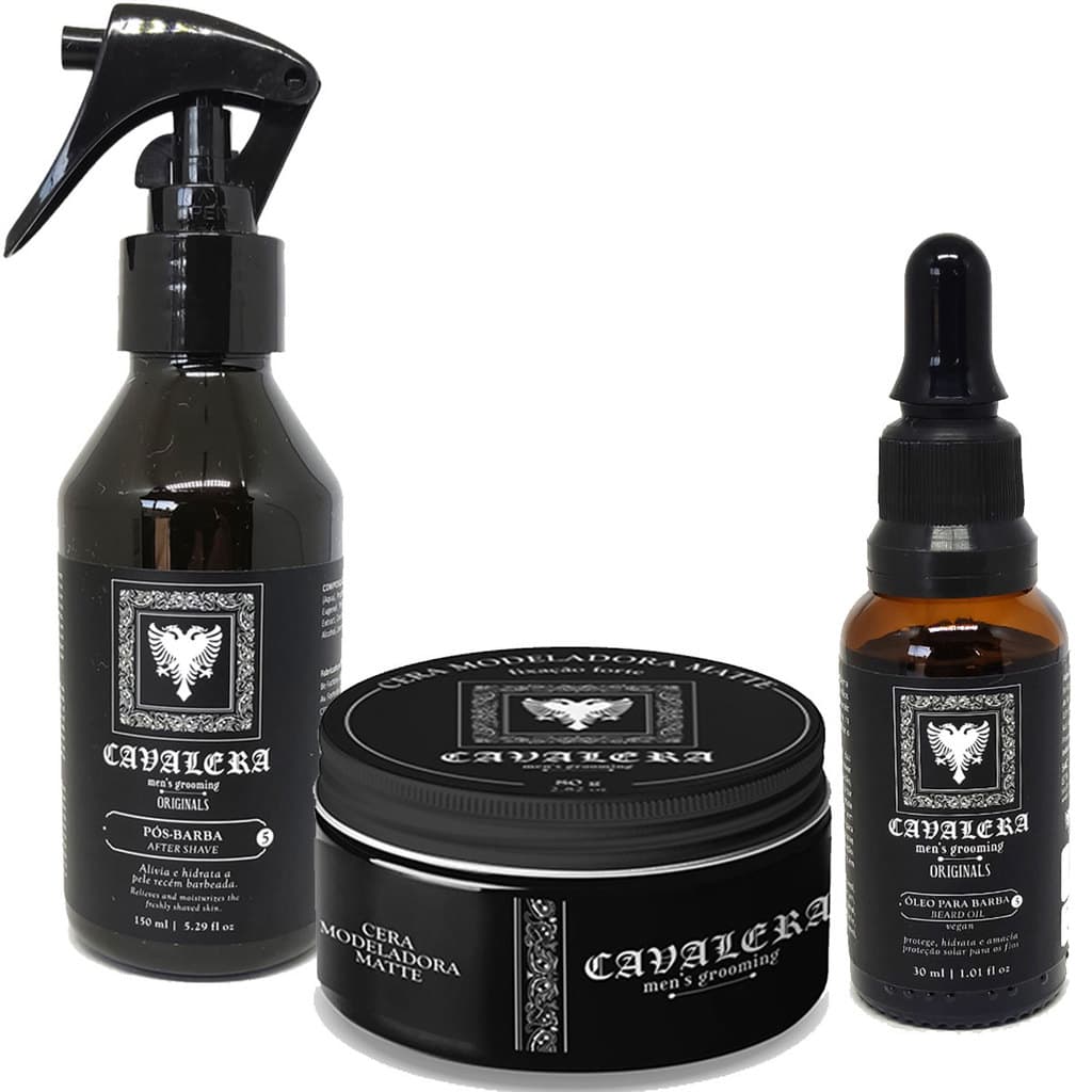 Kit Cavalera Pós Barba Bay Rum + Pomada Matte Bay Rum + Óleo Bay Rum