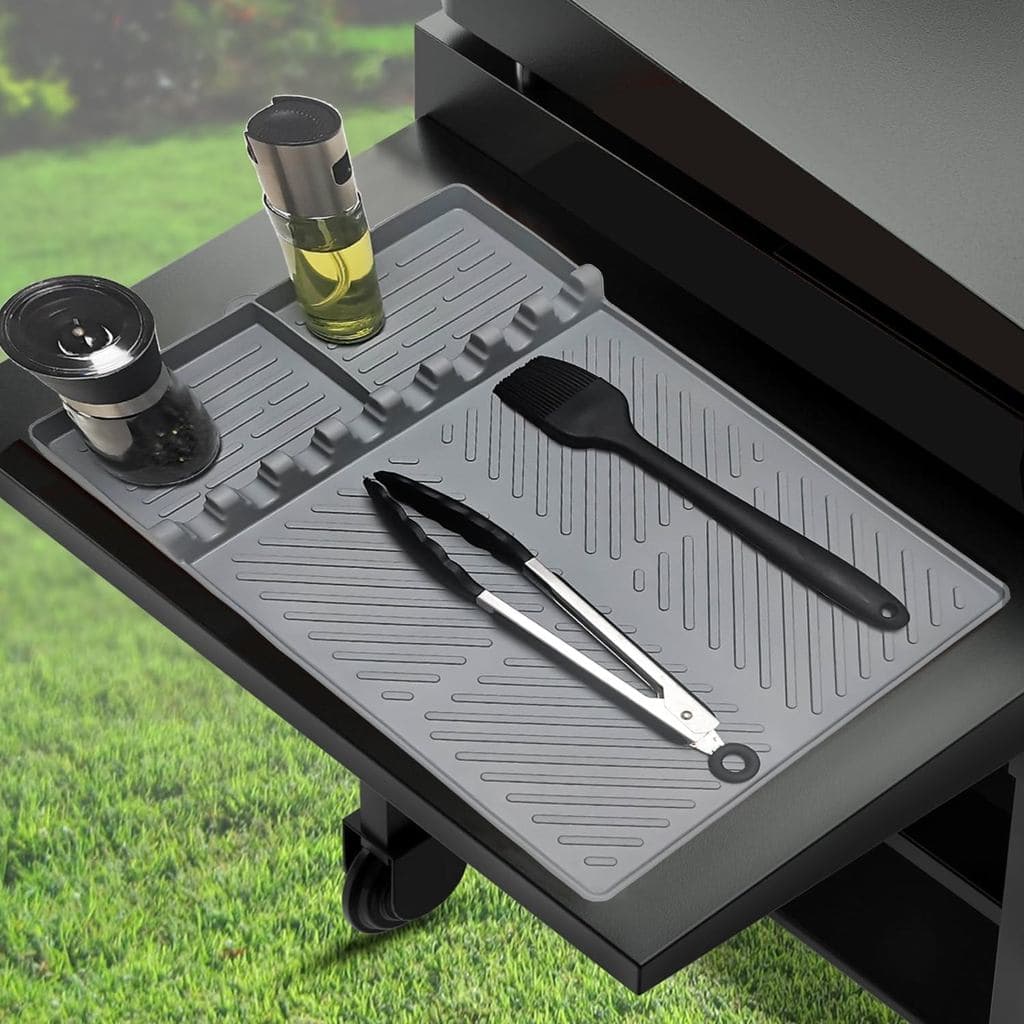 Tapete de Silicone para Utensílios de Churrasqueira Blackstone, Descanso para Espátula com Coletor de Gotas, Tapete Late