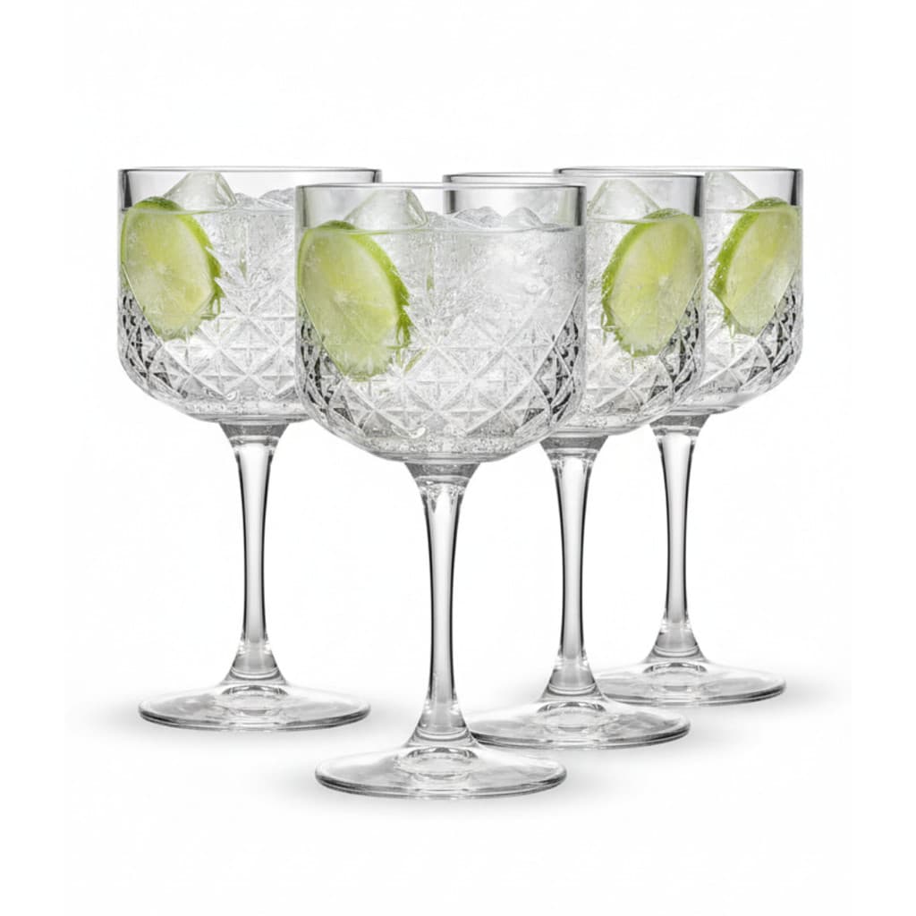 Taça De Vidro Classic Gin de Vidro 490ml, Jogo Taças de Vidro Gin Calice 4pcs – Ruvolo