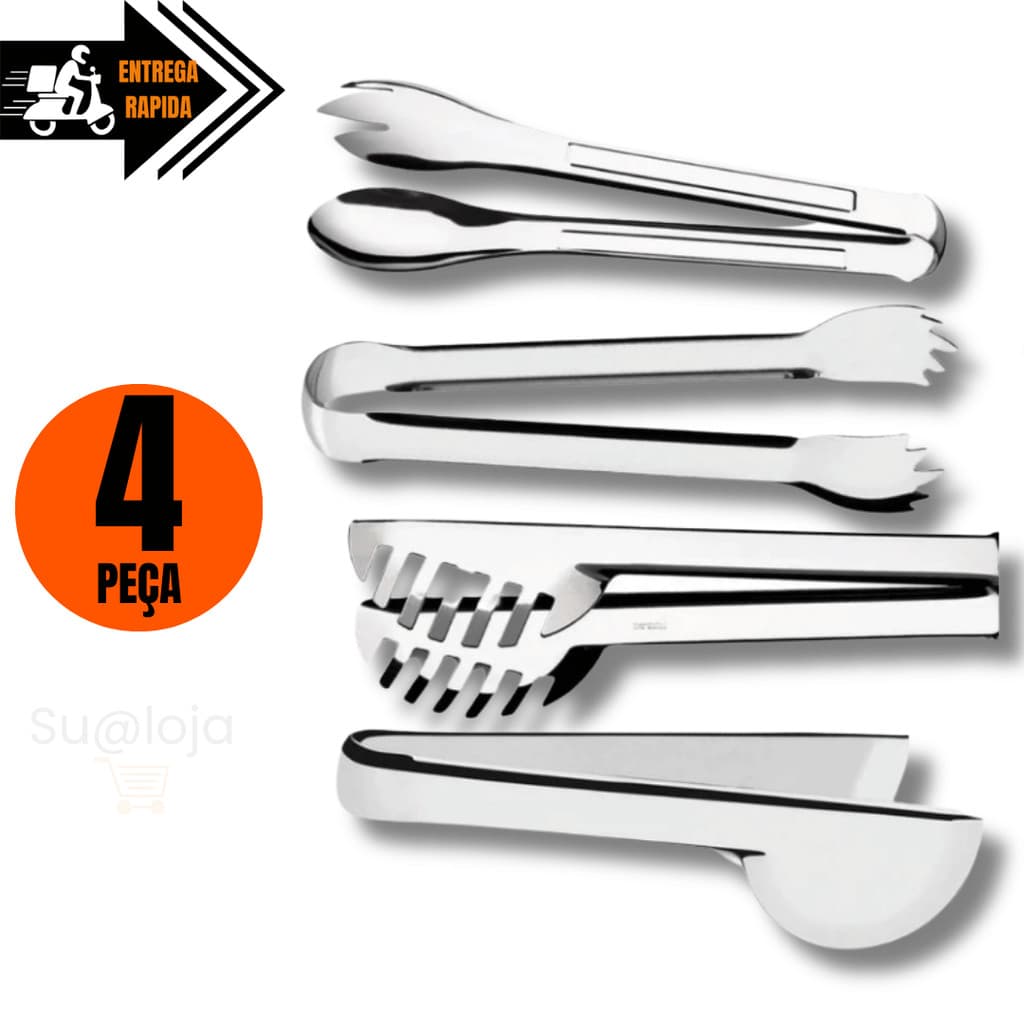 Kit 4 Peças Pegador de Salada Pegador Universal Pegador de Gelo Pegador de Carne Inox Para Cozinha Restante