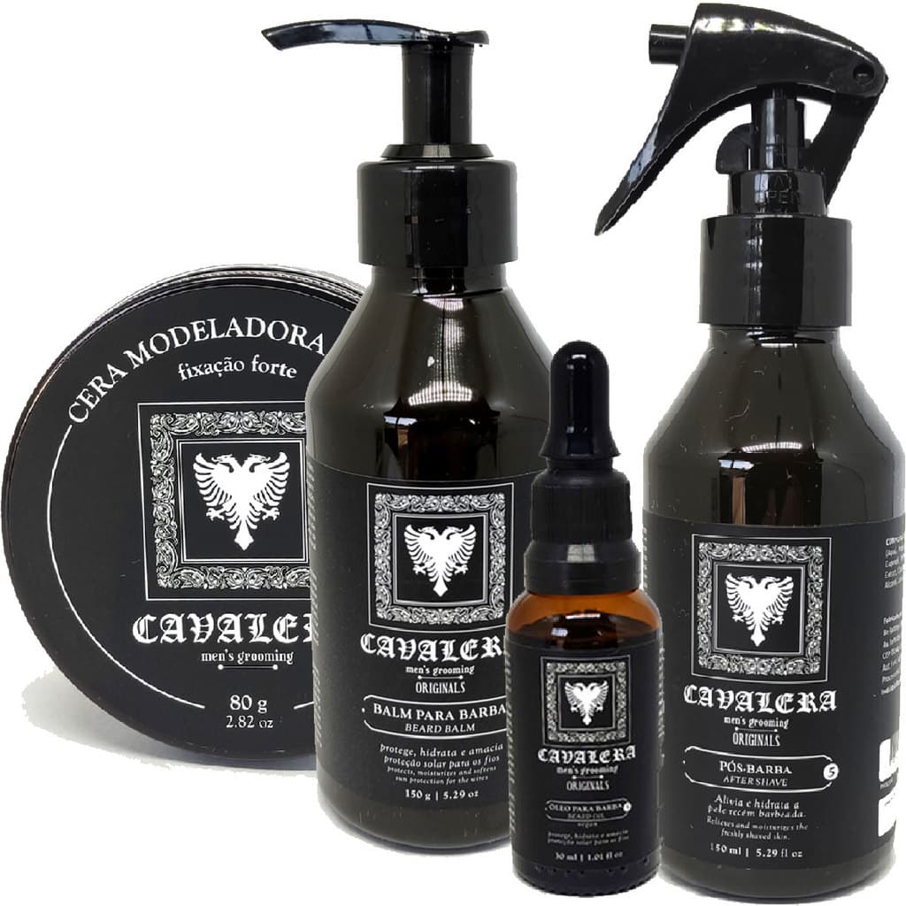 Kit Cavalera Pós Barba Bay Rum + Pomada Matte Bay Rum + Óleo Bay Rum + Balm Bay RUm