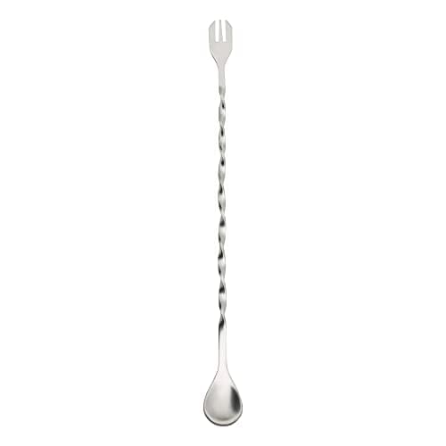 Mimo Style Colher Bailarina Com Garfo na Cor Prata, Com Cabo Alongado em Espiral, Mede 26cm de Altura, Resistente à Altas e Baixas Temperaturas, Material em Inox de Ótima Qualidade e Durabilidade