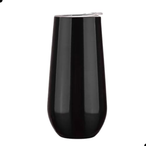 Taça Térmica Para Espumante Champagne Com Tampa Copo Formato Flauta Drink Premium 180ml Mantém Temperatura 6 Horas (Preto)
