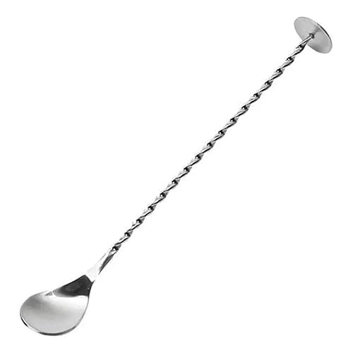 Mimo Style Colher Bailarina na Cor Prata, Com Cabo Alongado em Espiral, Mede 27cm de Altura, Resistente à Altas e Baixas Temperaturas, Material em Inox