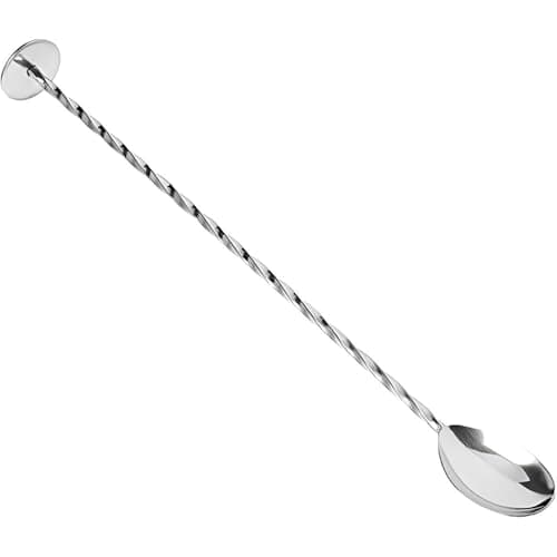 Colher Bailarina em Aço Inox, Cabo Alongado Espiral e Disco Resistente à Temperatura Ideal para Drinks e Jara de Suco