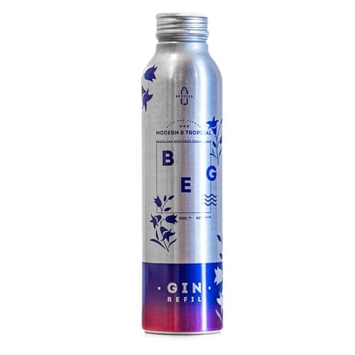 Gin BEG Modern & Tropical Refil 500ml, 40% Álcool, Azul Vibrante que Muda para Rosa, Notas Florais, Artesanal
