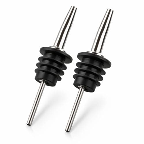 Bico Dosador Universal Inox com Vedação de Silicone — Kit 2 un — para Garrafa de Azeite, Vinagre, Vinho, Whisky, Licor e Drinks — Evita Desperdício