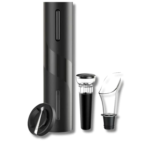 Kit Abridor de Vinho Elétrico Recarregável USB, com Cortador de Papel Alumínio, Derramador de Vinho e Rolha à Vácuo, Saca-rolhas Automático, Ótima Opção de Presente, Qualidade Premium
