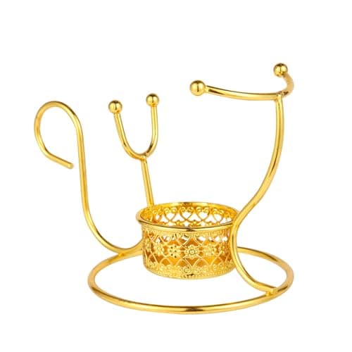 OUBXINS Conjunto de Aquecedor de Conhaque - Aquecedor de Conhaque com Base de Aquecimento de Vela e Suporte de Metal (Dourado)