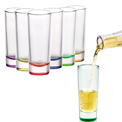 Jogo De 6 Copos De Shot Long Valdivia 50ml Kit Copo Colors Identificação por Cor Pinga Licor Shots