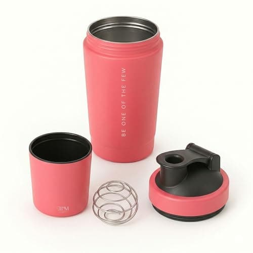 Coqueteleira Aço Inox 600ml com Compartimento Inferior ELLYM NUTRITION Misturador Ideal Shakes (Rosa)