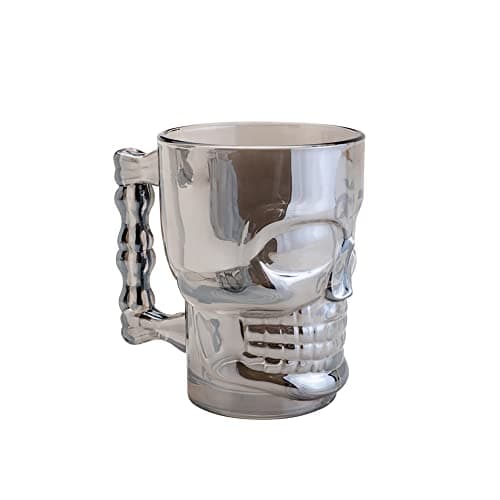 LYOR - Caneca para Chopp e Cerveja de Vidro Caveira Rock Style Cinza 510ml