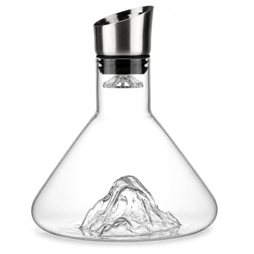 Decanter de Vinho 1,6L Cristal Sem Chumbo com Tampa Dosadora e Filtro Aerador Iceberg Decantador Montanha para Vinho Tinto Garrafa Elegante para Bar Casa e Presente