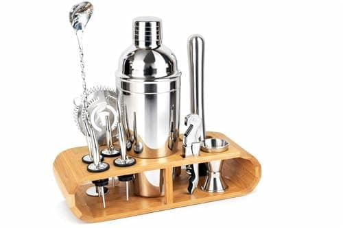Coqueteleira Inox Profissional 600ml para Caipirinha, Coquetéis, Drinks e Caipiroska - Anti Vazamento, Com Suporte, Design Moderno e Compacto, Kit Coqueteleira com 12 Peças Ideal para Bar e Casa