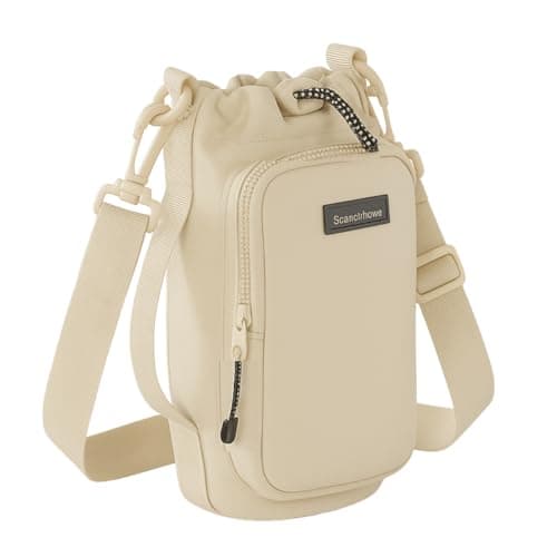 Bolsa Porta Garrafa Copo Térmica 1L Bolso Alça Ombro Ajustável Cor Bege