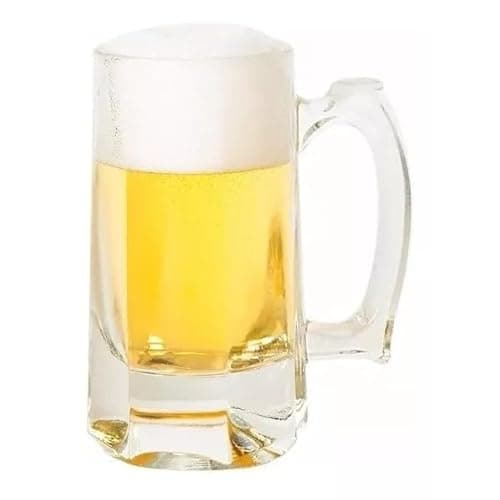 Kit 6 Canecas de Chopp em Vidro, 400ml, Transparente, com Alça, para Cerveja e Bebidas
