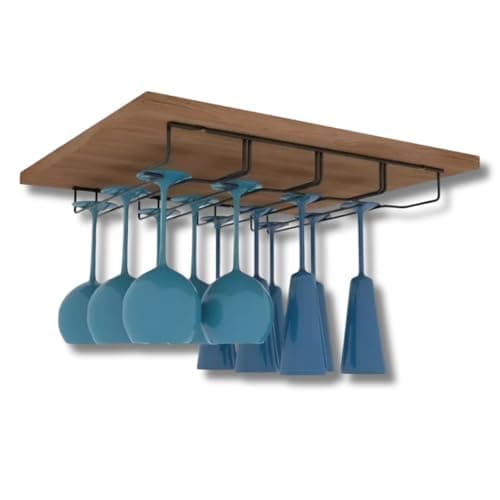 Suporte Organizador para Taças de Vinho e Champanhe Suspenso Preto Aço Reforçado Capacidade 12 Taças Ideal para Prateleira Armário de Cozinha ou Bar Porta Taças